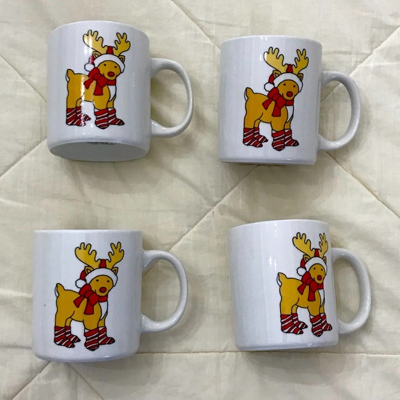 Set of 4 Reindeer Mugs by Sanyei - Picture 1 of 4